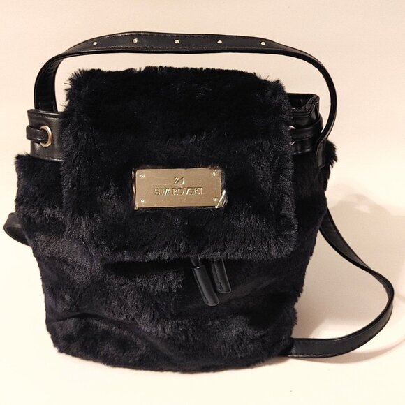 Limited Edition Swarovski Mini Backpack Blue Faux Fur - Never Used NEW Mini Bag - Picture 1 of 9